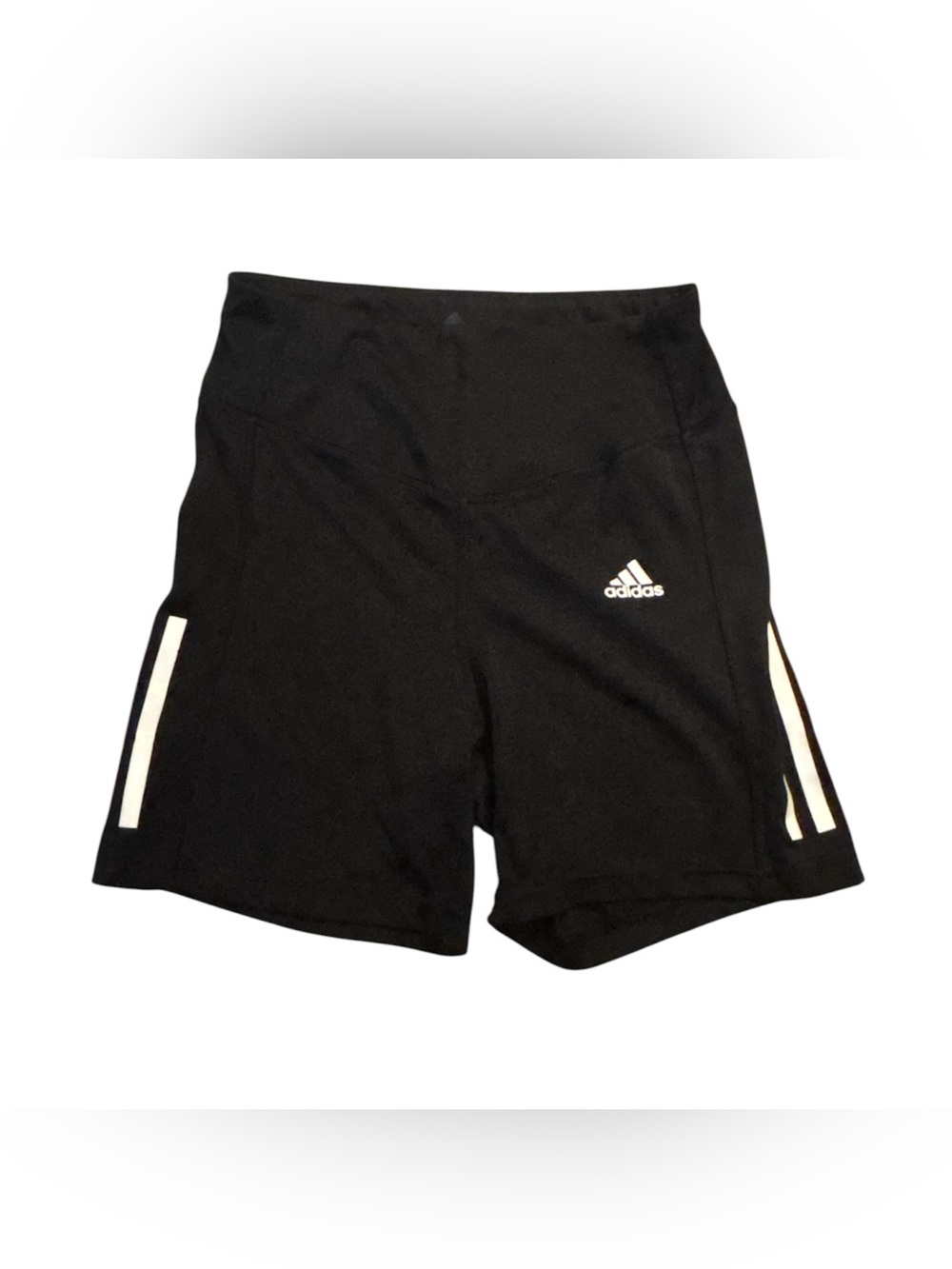 adidas Black Athletic Shorts with White Stripe Accents